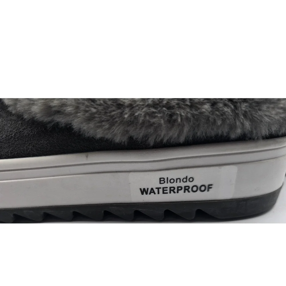 Blondo Waterproof Grey Suede Faux Fur Slip On Suri Sneaker Womens 7 M Platform